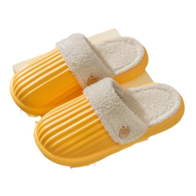 Cotton Slippers Women's Winter Removable Waterproof Thick Bottom Home Household Indoor Couple Warm Non-slip Plush Slippers Men