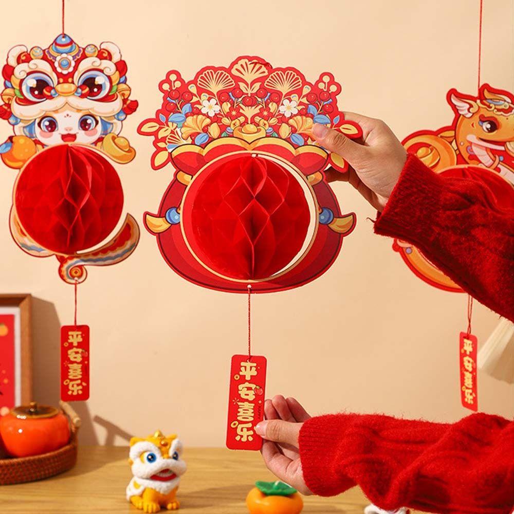 Chinese 2025 Snake Year Lantern Pendants Honeycomb Ball Lantern Ornament  Celebration Party Gifts