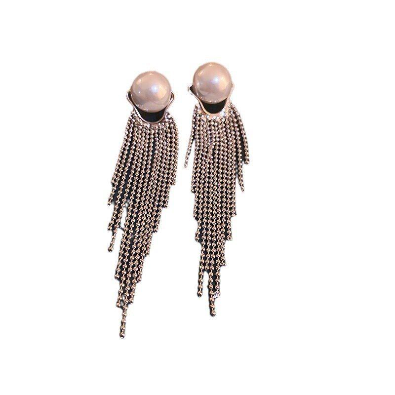 Pearl Tassel Ear Clip Non-Pierced Niche Design Eardrops New Arrival Best Selling Fancy Fashion Unique Earrings for Women