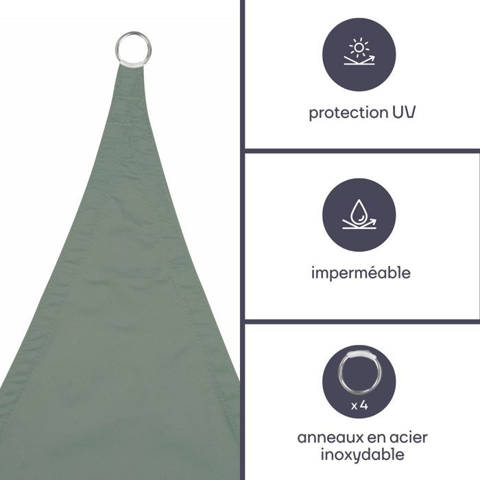 Voile solaire - carré - 5 x 5 m - couleur : gris vert