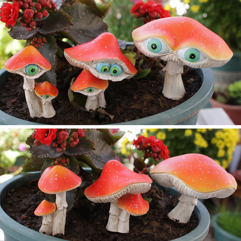 3pcs Mushroom Miniature Statue Stakes Outdoor Miniature Statue Suitable for Patio Yard Porch Micro Landscape Garden Decoration