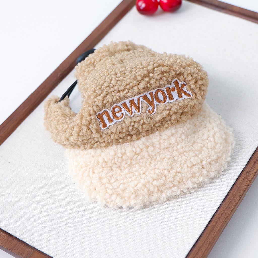 Lamb Fleece Warm Pet Hat Comfortable Baseball Hat Soft Breathable Pet Embroidery Hat for Puppies Small Doggy Cats