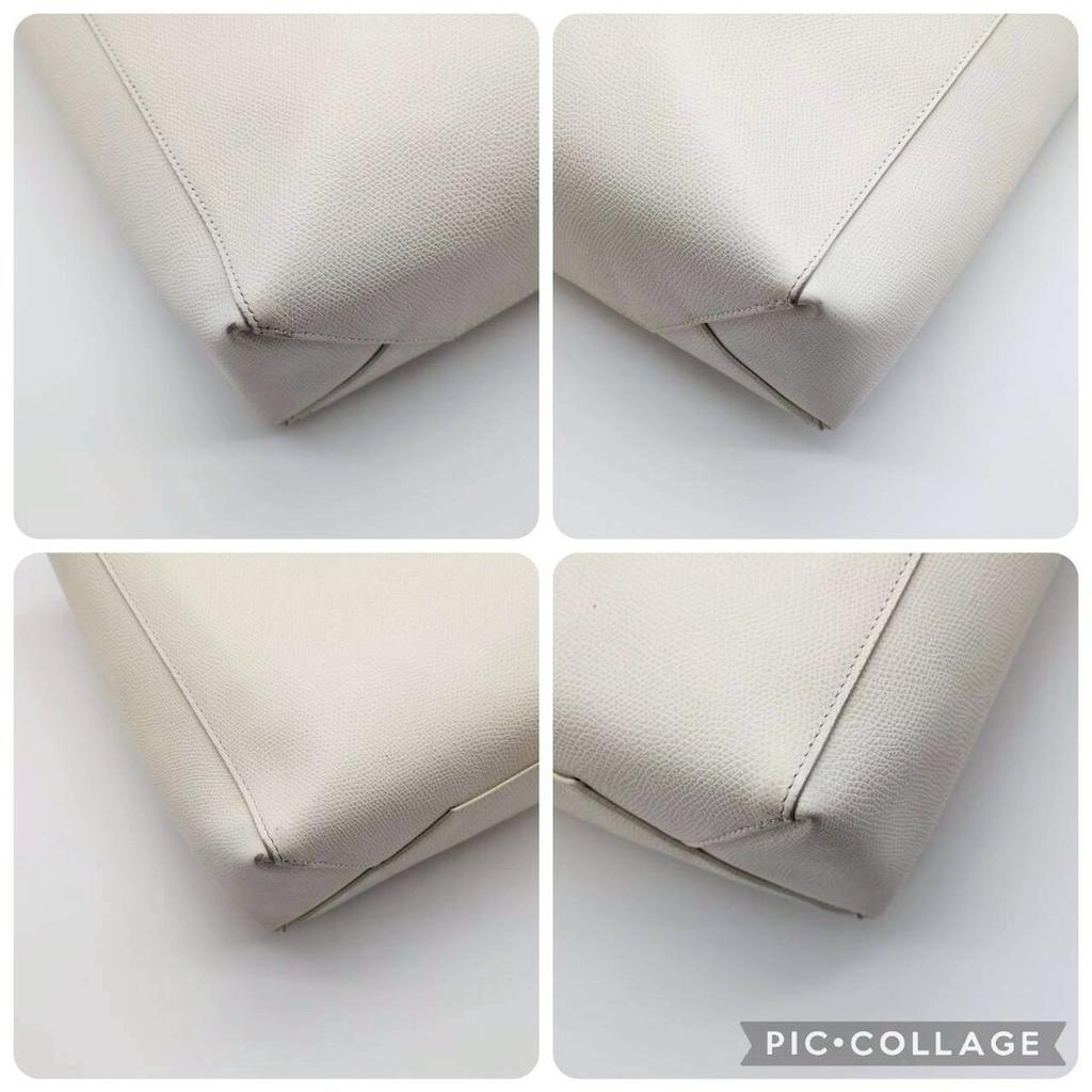 CELINE Vertical Cabas Small 2way Handbag Shoulder Bag Strap Crossbody Genuine Leather White