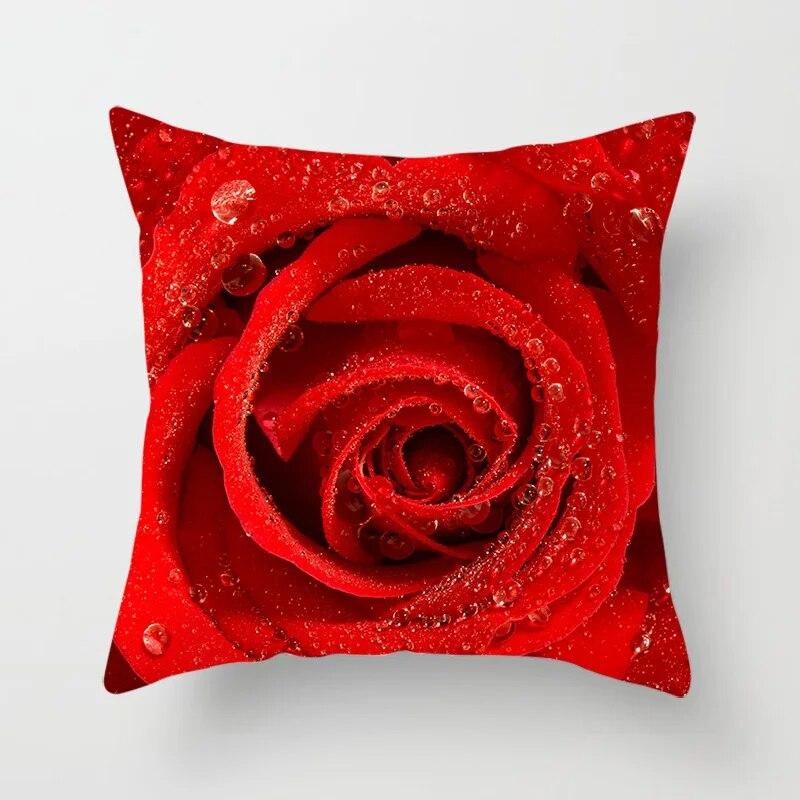 Cherry Blossom Rose Flower Throw Pillow Cover Sofa Decoration Bedside   Car Seat Cushion  Room Home
