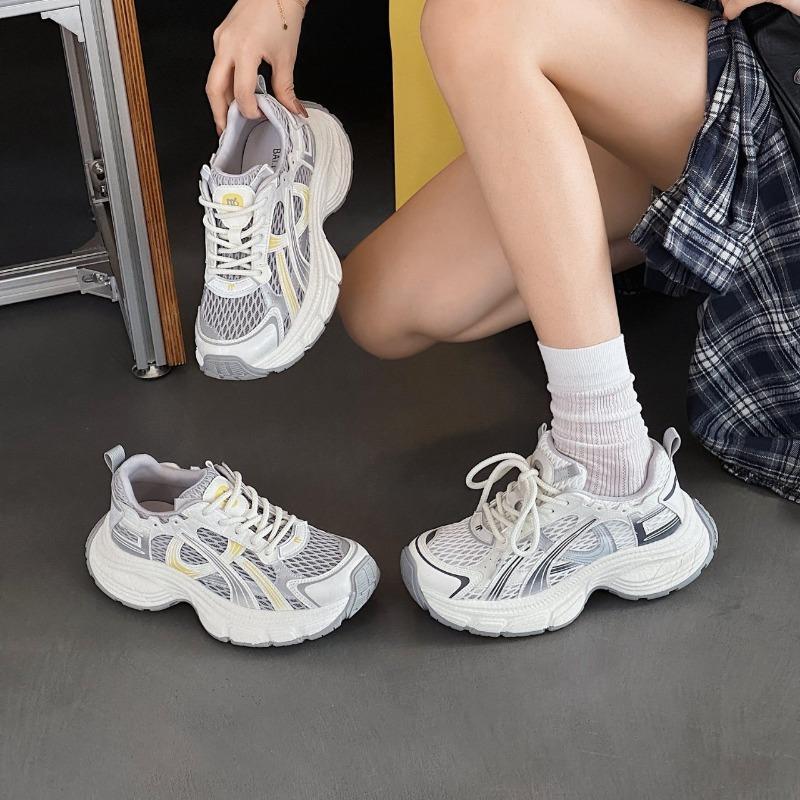 Dad Shoes Women's Summer New Shoes Women's Shoes Thick Sole Inner Height Increase Mesh Breathable Ultra-light Sports and Leisure Shoes