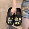 Hole shoes women's summer wear fashionable and cute soft-soled beach bag head middle heel two sandals