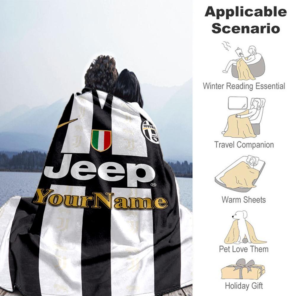 Juventus Customize Your Name Blanket Cozy Customizable Blanket Soft & Cozy Throw For Couch Office Chair Picnics Sofa All-Season Use