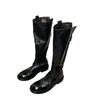 Cowhide Version~ Retro Pleated Thick-soled Long Knight Boots Women's Thin Leather High Boots