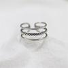 New Temperament Punk Twist Hollow Double 925 Sterling Silver Jewelry Wild Personality Opening Rings    R051