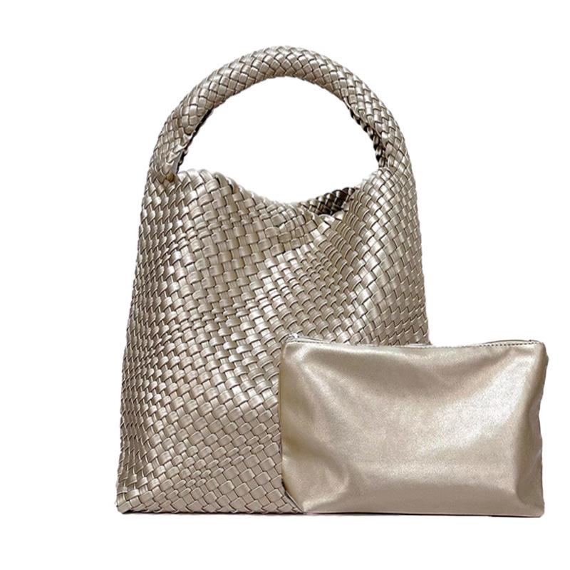 Women's Large Capacity Woven Shoulder Bag – Versatile Tote for Shopping, Commuting, and Everyday Use