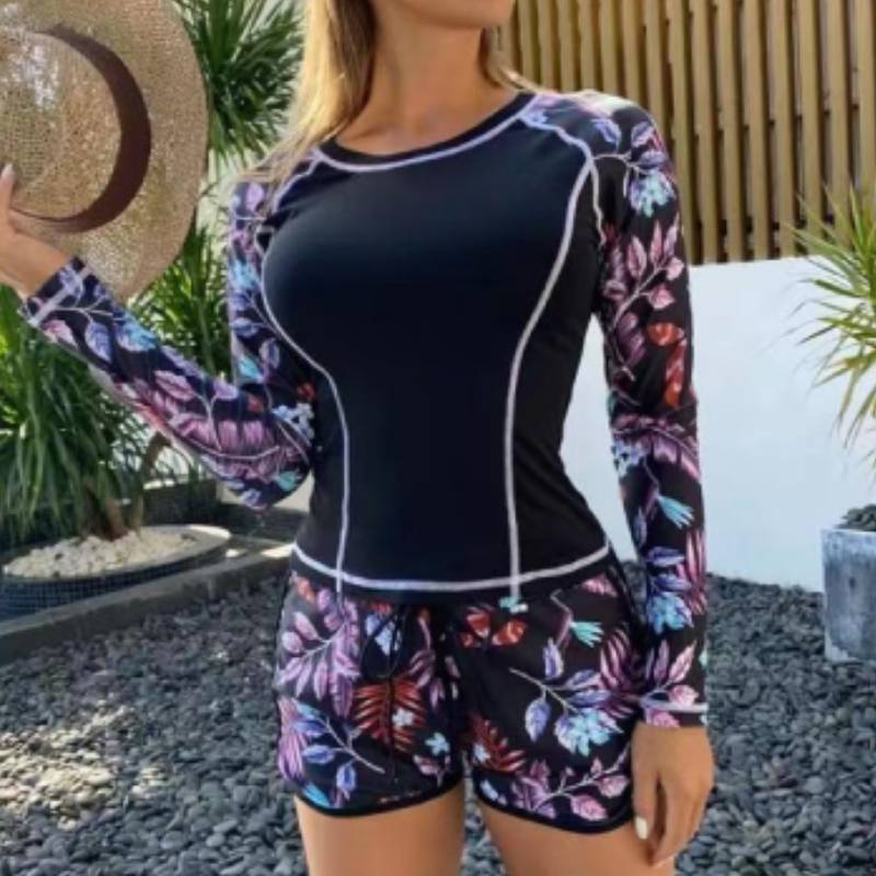 Costume da Bagno da Ragazza a Manica Lunga con Protezione UV per Sport Acquatici