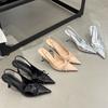 Nude high heels! Niche design sense bow hollow fairy bag head sandals