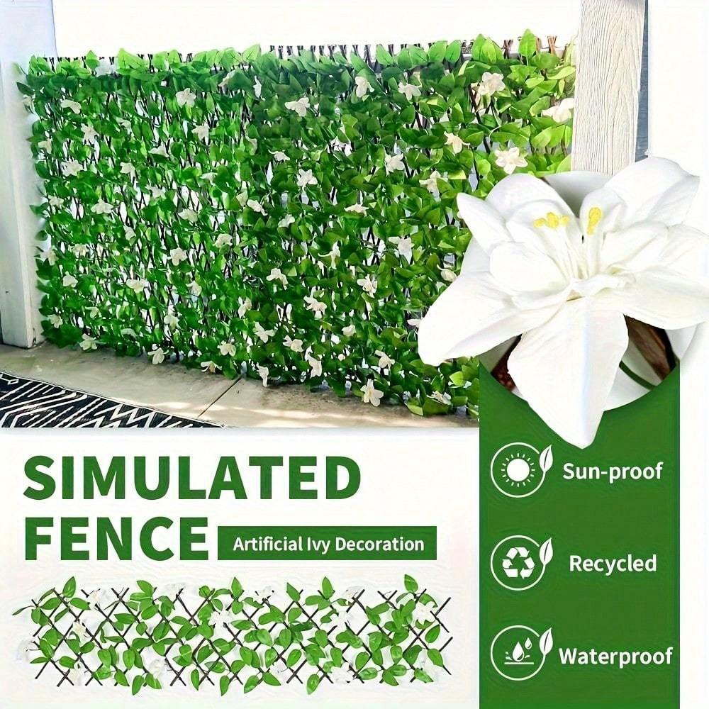 1pc Expandable Fence Privacy Screen For Balcony Patio Outdoor, Artificial Privacy Screen Decor, Faux Ivy Fencing Panel For Outdoor Wall