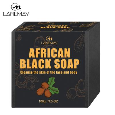 1 buc. Sapun negru african cu unt de Shea, demachiant hidratant pentru acnee pentru piele curata, piele stralucitoare, baton de sapun negru african pentru fata si corp