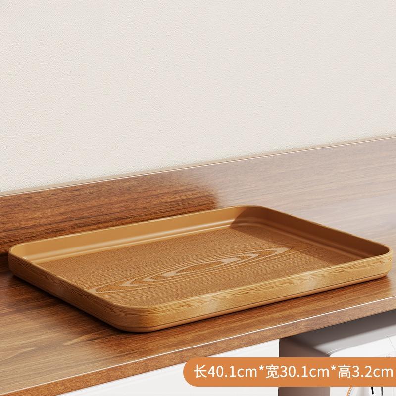 Multi-Purpose Extra-Thick Wood Grain Rectangular Trays - Serving Plates for Home Dining Table, Restaurant & Commercial Catering