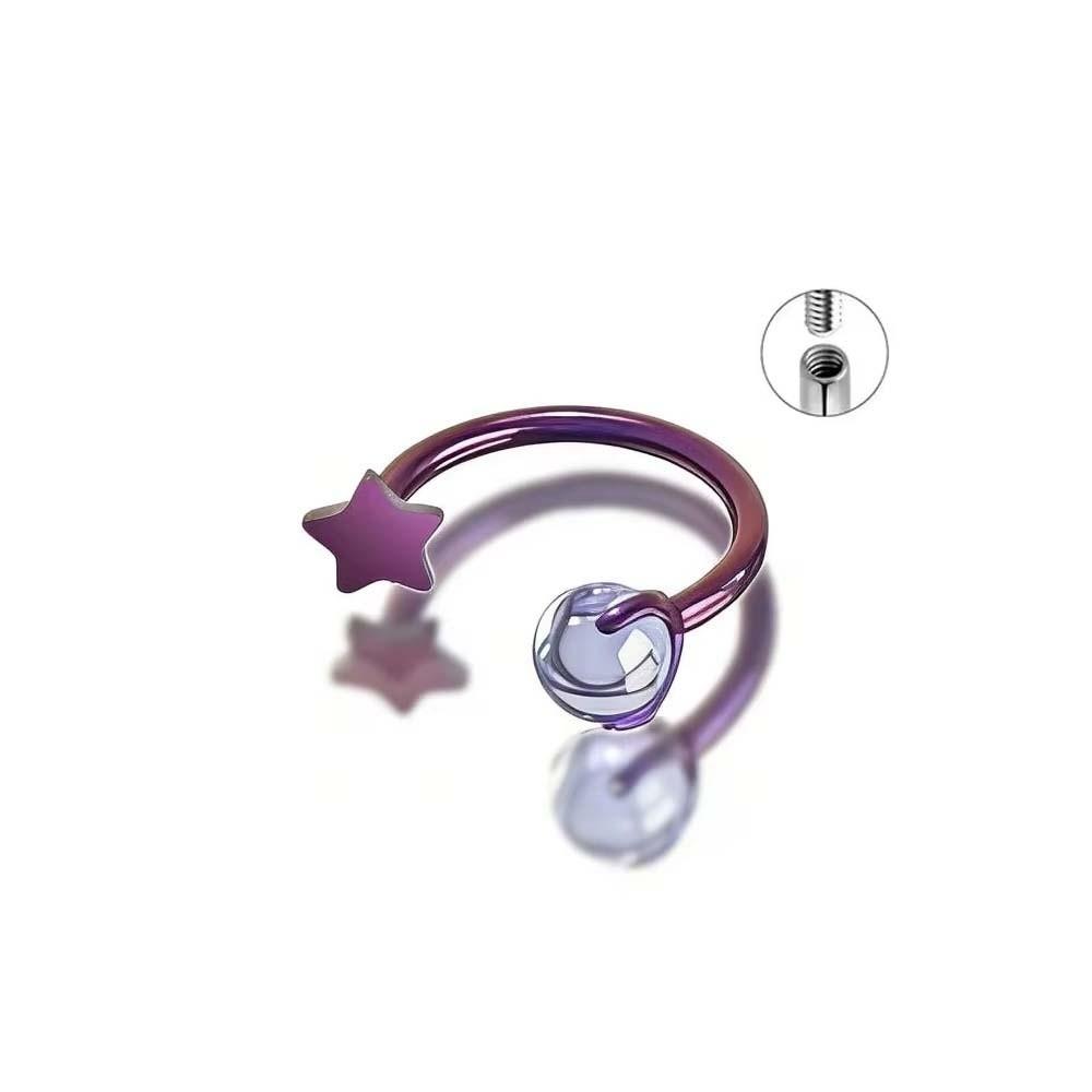 Internally Threaded Star Cartilage Earring ASTM F136 Titanium Belly Button Hoop  Sensitive Skin Style 1