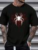 Black Unisex T-shirt With Red Spider Web Design - Casual Crew Neck, Short Sleeve Unisex T-shirt