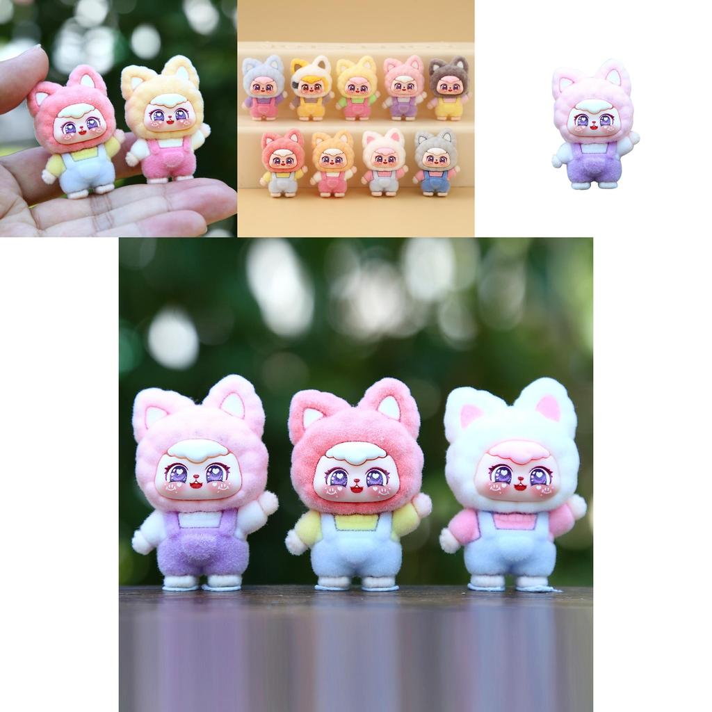 9pcs Cute Fox Headwear Overalls Girl Model Ornament Set For Kids And Collectors