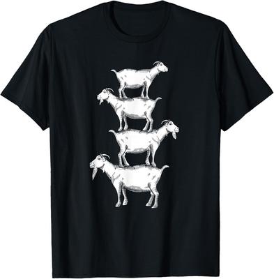 Vintage Four Buck Goats Over Each Other Farmer Goat Lovers T-Shirt