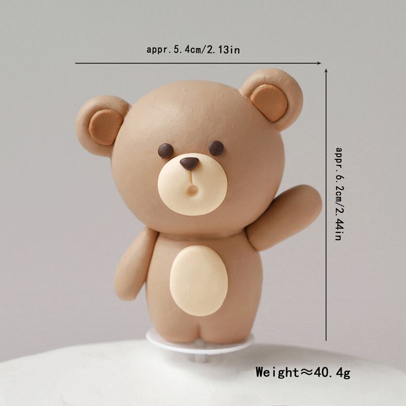 Soft Clay Cute Bear Cake Topper for Boy Girl Baby Shower Bear Theme Decoration Birthday Party Wedding Decoration Cake Decorating