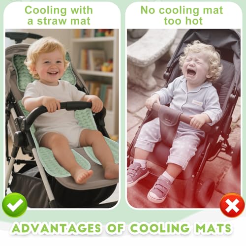 2-Pack Breathable Summer Seat Pad, Foldable Cooling Mat for Stroller, Car Seat, Baby Carrier, Universal Baby Stroller Cooler Cushion
