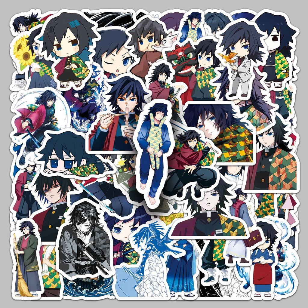 Giyu Tomioka Demon Slayer Water Hashira Stickers 50 Pcs Waterproof Anime Decals For Phone Laptop Journal Stationery Anime Lovers
