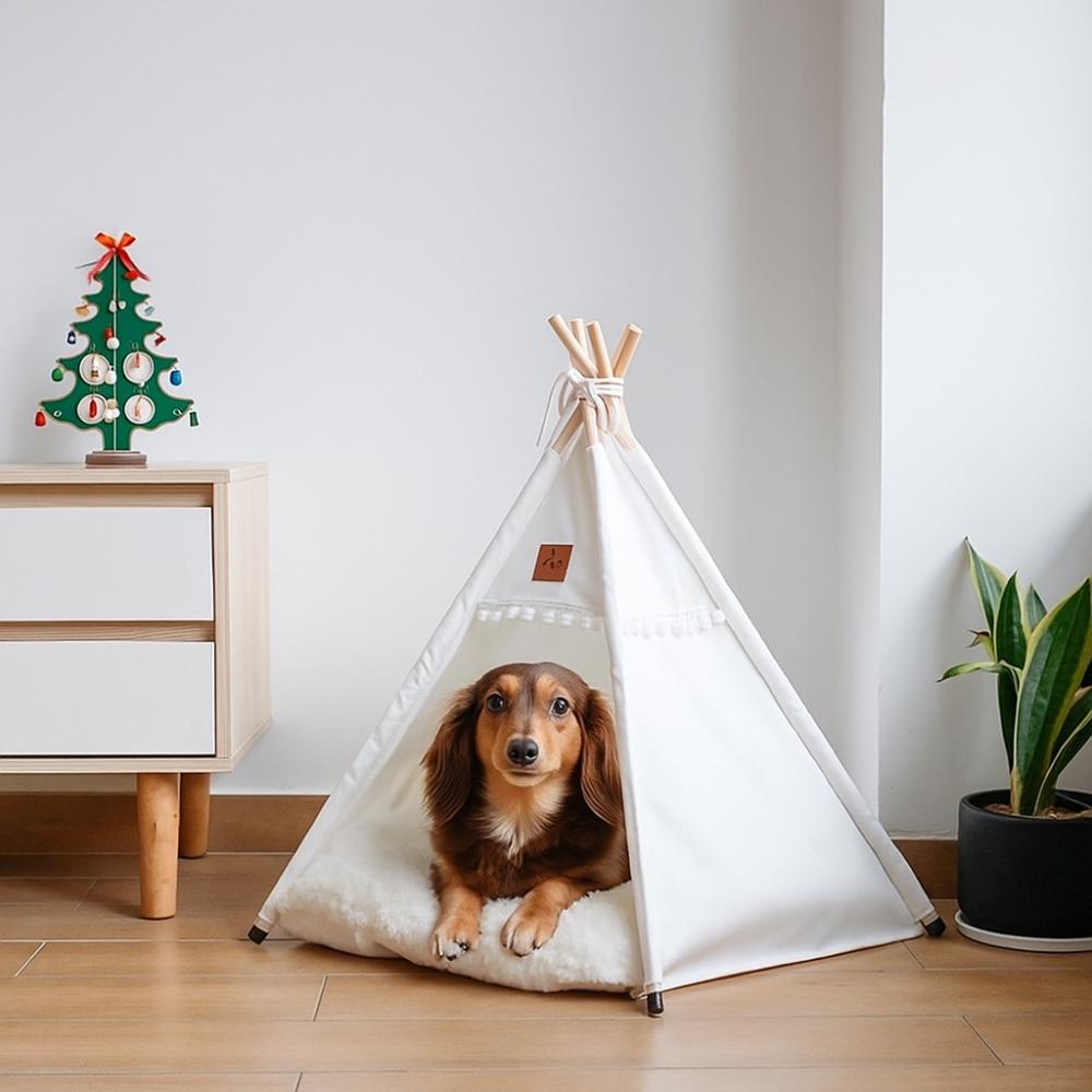 with Thick Cushion Cat Teepee Tent Thick Cushion Pet Tent Kennel Dog Tent Bed  For Cats/Dogs