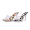 Transparenter Kristallabsatz PVC Obermaterial Sandalen Sommer High Heels Stiletto Zehenfrei Sandalen Urlaub