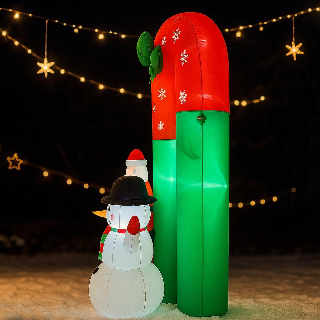 7.87FT Inflatable Christmas Arch Santa Snowman Toy LED Lit Festive Gift Xmas Yard Party Decoration Xmas Supplies Home Ornament