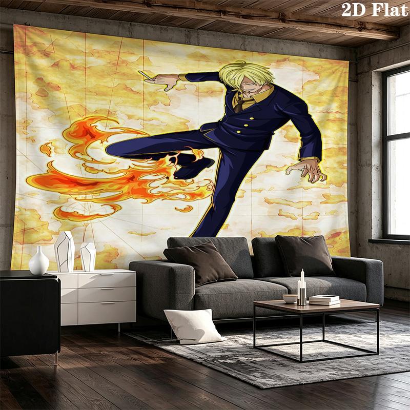 One Piece Sanji Wall Tapestry Aesthetic Wall Hanging Printed Fabric Blanket Decorative Tapestries For Bedroom Living Room Home Decor