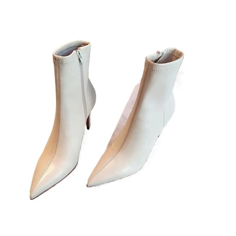 Women's Shoes 2024 High Quality Ankle Women's Boots Fashion Side Zipper Modern Boots Women Sexy Pointed Toe Shoes for Women