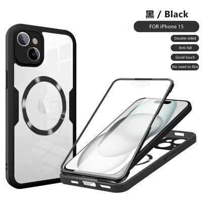 360° Vollmagnetische Luxus-Telefonhülle mit klarer, stoßfester Hülle für iPhone 16 14 13 12 11 15 Pro Max Plus für Magsafe Wireless Charge Cover