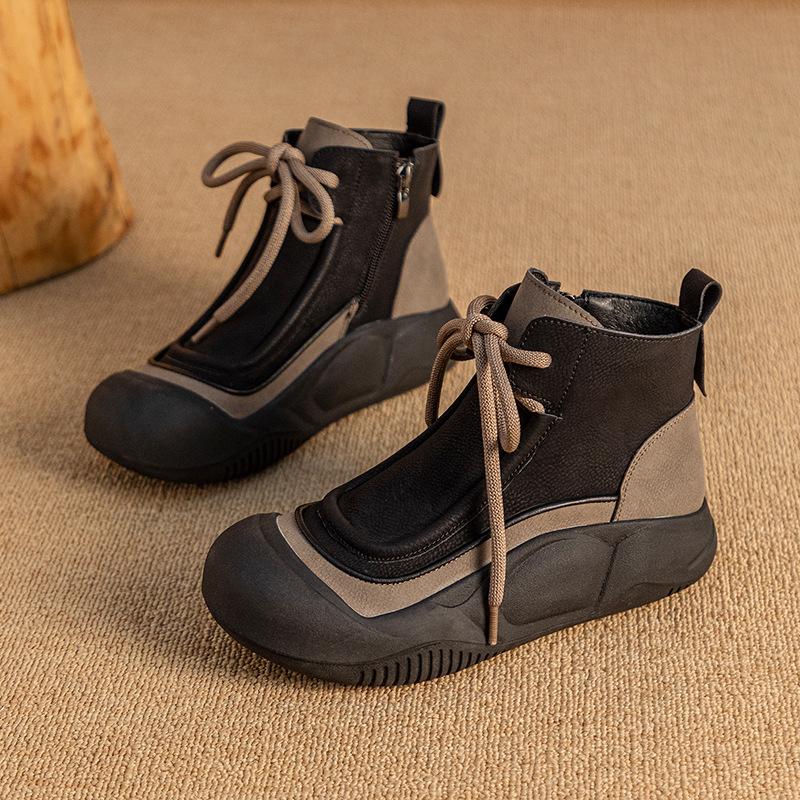 Thick-soled Martin boots heightening sports and leisure thermal short boots women's velvet large-size women's shoes 41-43