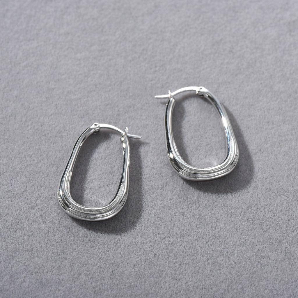 Premium Temperament Irregular Texture Plain Ring S925 Silver Needle Ear Buckle Earrings Niche Daily Commuting Must Enter Earrings Women