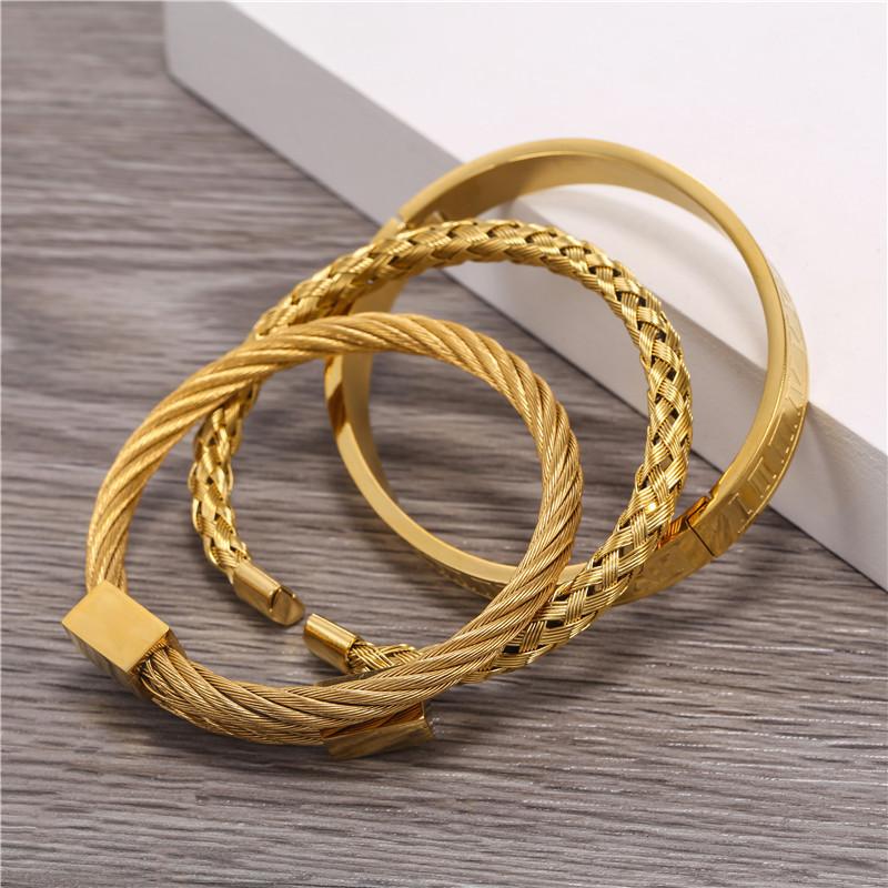 Geometric Stainless Steel Men Women Bracelets With Roman Letter Bead Design For Travel Gift