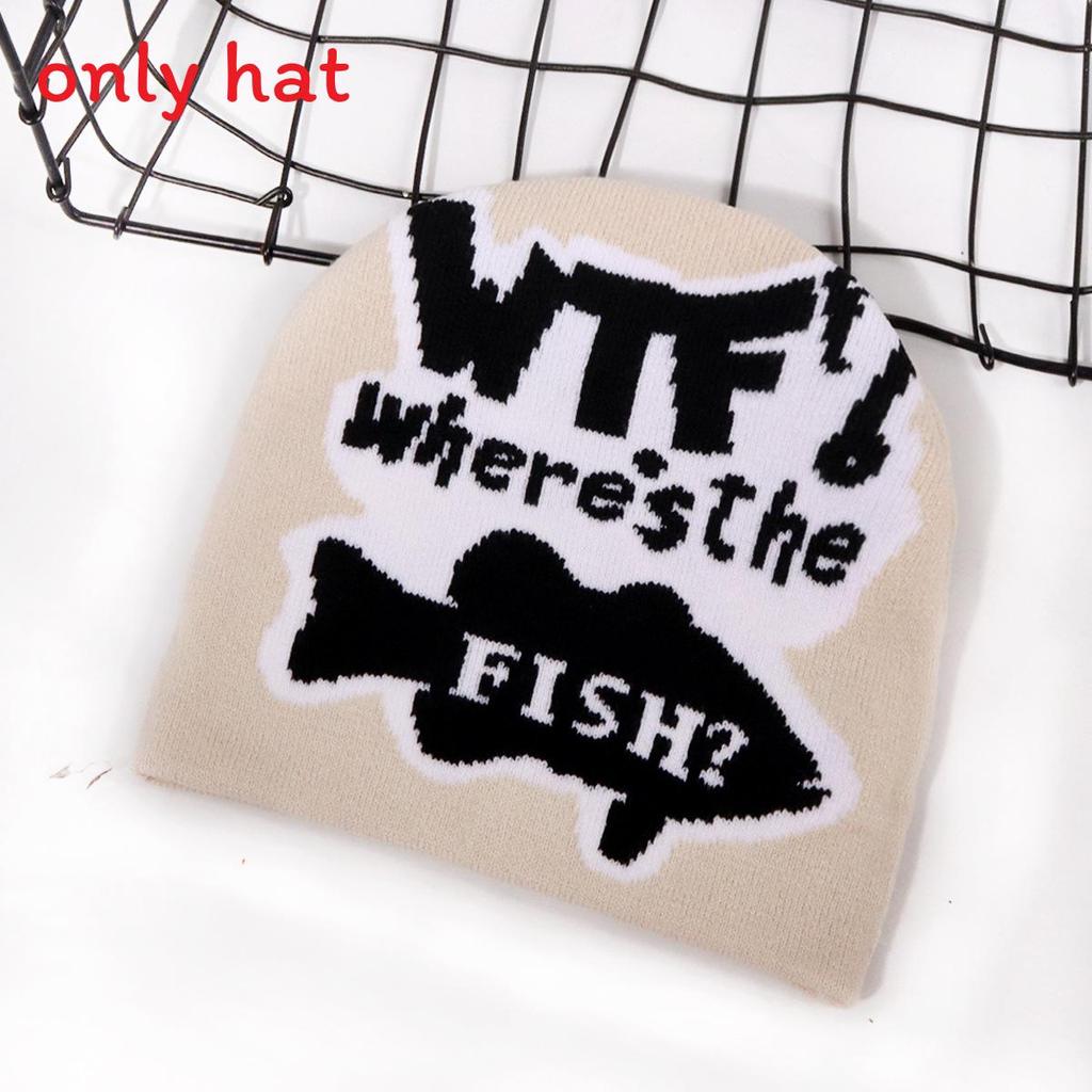 

Color Blocked Fashion Letter Pattern Neutral Casual Warm Knitted Hat For Autumn Beige