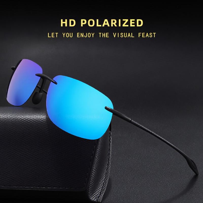 Men's Polarized Ultra Lightweight TR90 Square Frameless Sunglasses For Men Women Outdoor Driving Fishing Uv400 Sun Shade Glasses