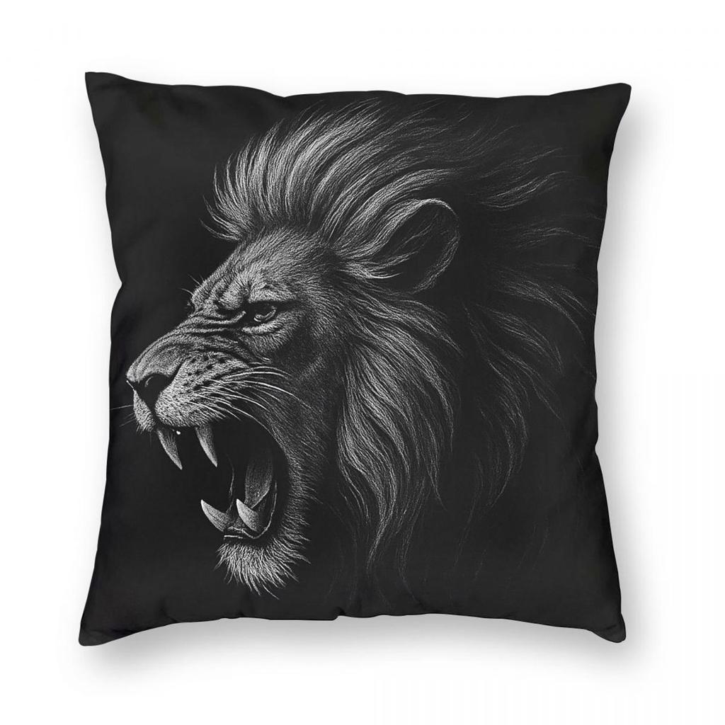 Four Animal Head Lion Tiger Black Panther And Wolf Square Pillowcase Pillow Cover Cushion Throw Pillow for Home Sofa Living Room