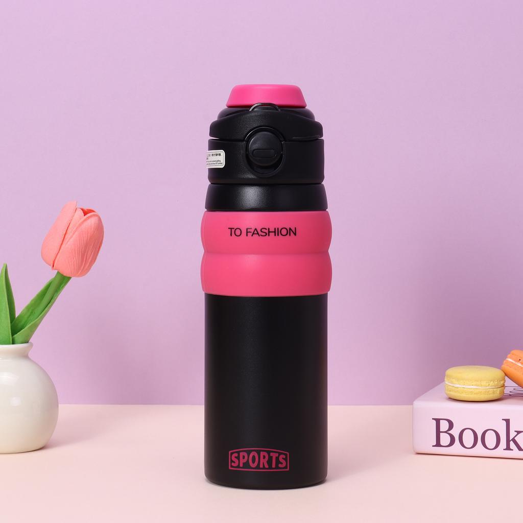 550ml Dual Drink 316 Stainless Steel Insulated Water Bottle, One Click Flip Straw Sports Tumbler for Women Gym Commute