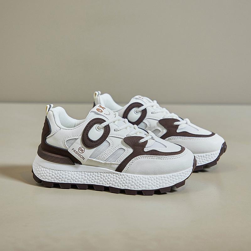 Women's Lightweight Flat Running Shoes Fashion Outdoor Anti-slip Lace-Up Faux Leather Sneakers Casual Walking Workout Exercise Sports Shoes for Women