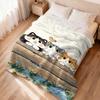 Cat Animal Art with Colorful Patterns Flannel Printed Blanket Suitable for All Seasons Suitable for Room Office Sofa and Travel