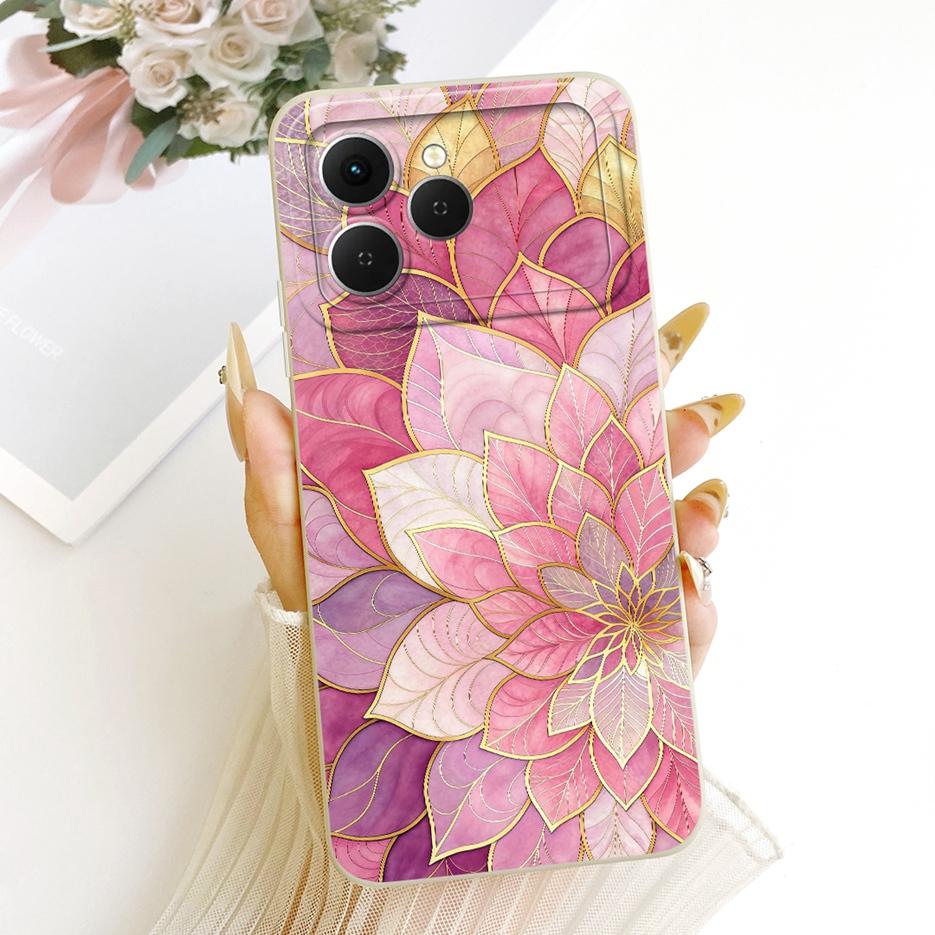 Per Tecno Spark 40 Custodia KM5 Nuova Lusso Fiori Caramella Verniciata Copertura Morbido Silicone Custodia Telefono Per Tecno Spark 40C Spark40 C Fundas