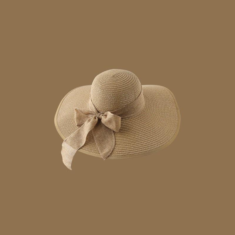Fashion Ins Net Red Summer Outing Large Brim Sun-shading Beach Sun Hat Korean Version of The Obvious Face Small Straw French Straw Hat Female