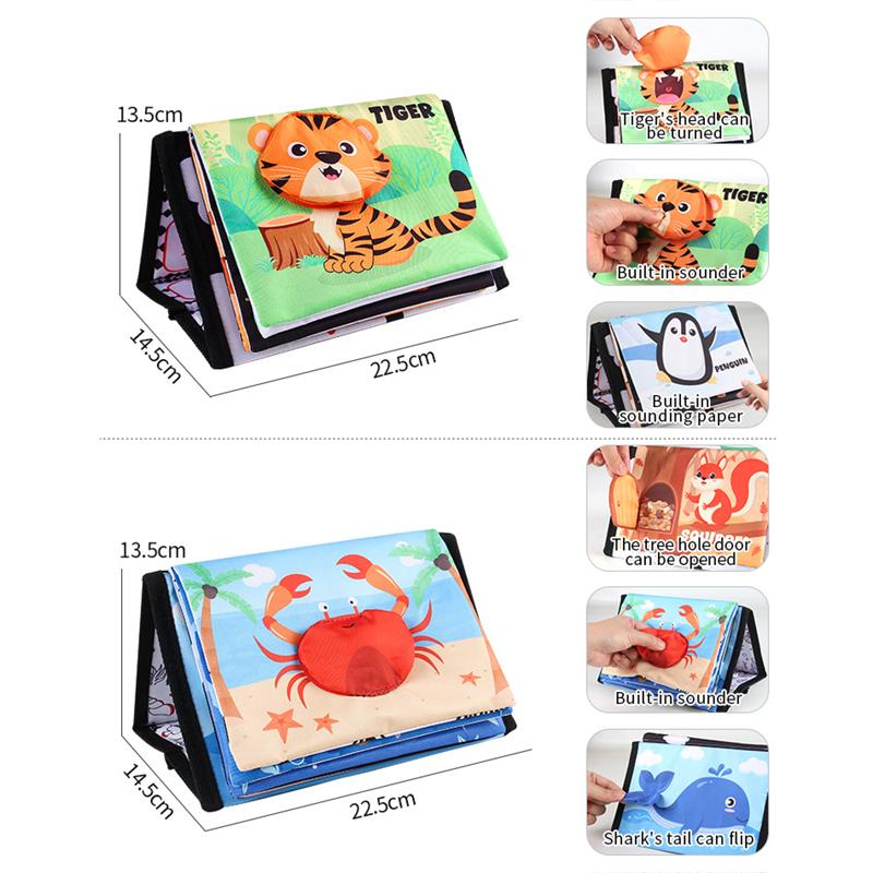 10 Sayfa Kumaş Kitap Montessori Dokun ve Hisset Bebek Yumuşak Masa Takvimi Kumaş Kitaplar Karikatür Hayvanlar Bebek İçin Erken Eğitim Oyuncakları
