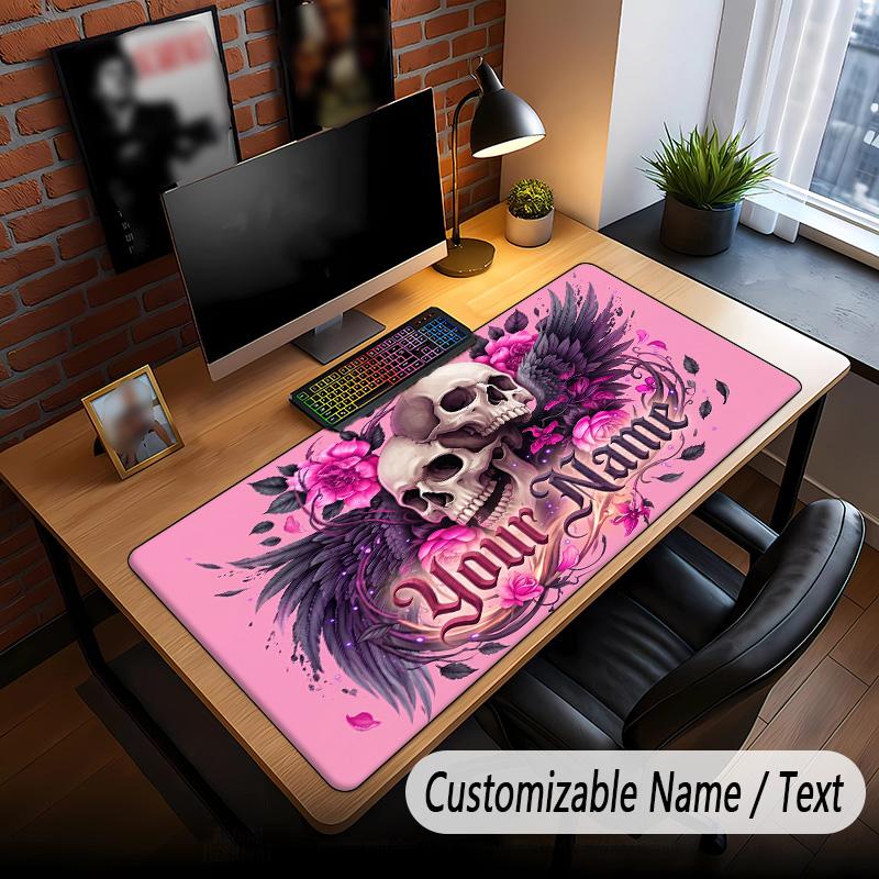 Skull Gothic Theme Custom Mouse Pad Personalized With Name Text Customized Desk Mat For Office Home Decor