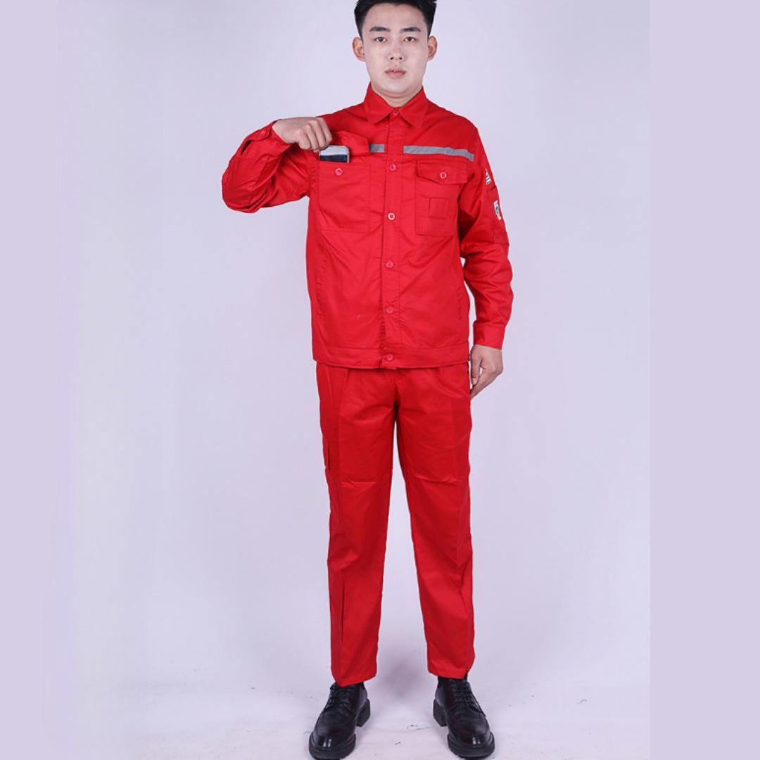 

Spring Anti-static Overalls Suit Men s Long-sleeved Thin Tooling Jacket and Trousers 2-piece Suit XS красный