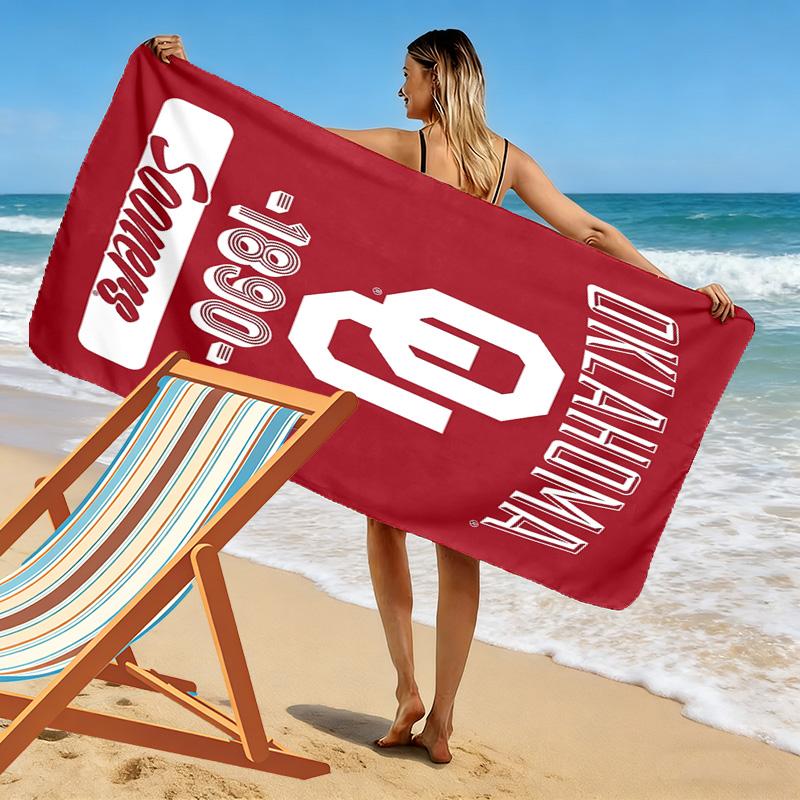 Oklahoma Sooners Print Beach Towel, Large Soft Quick Dry Towel for Beach Camping Swimming