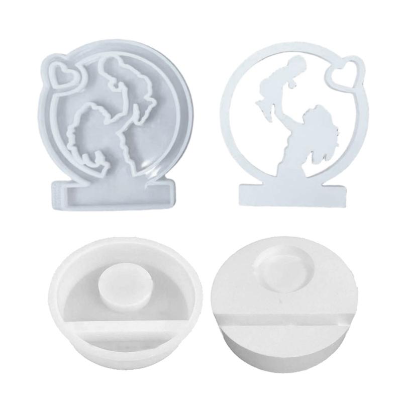 Mother Day Theme Resin Molds with Base, Mother Day Candle Holder Molds for DIY Craft Mother Day Gift Home Decorations