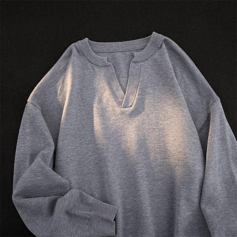 Men's Korean Style V-Neck Loose Knit Sweater