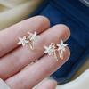 Korean hot fashion jewelry exquisite 14K real gold zircon no pierced ears ear clip sweet flowers women's daily wild earrings